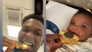 Jeanine Robel posts photos of Anthony Edwards and their daughter biting the Olympic gold medal